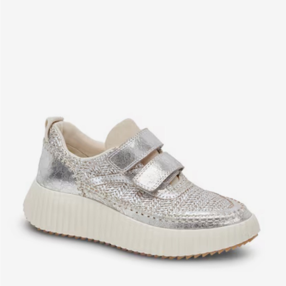Dolce Vita Silver Metallic Knit Platform Sneakers